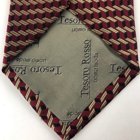 Tesoro Rosso Mens Tie, Red Silk - Picture 6 of 7